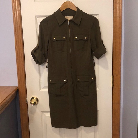 michael kors shirt dress olive
